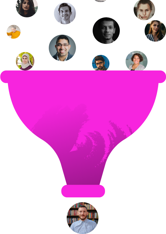 Leads going through a funnel